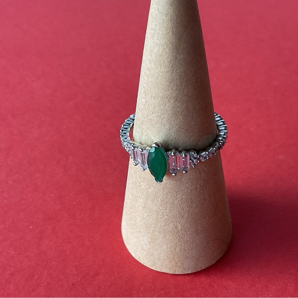 ⭐️Bomb Party RBP5930 “She Loves Glamour” Emerald/Quartz on Rhodium Sz10 Ring NWT